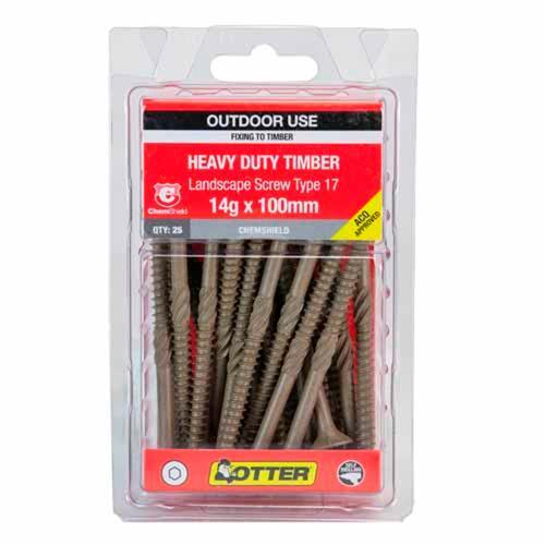 Otter Heavy Duty Landscape Timber Screws 14g X 100mm Pack of 25 Chemshield