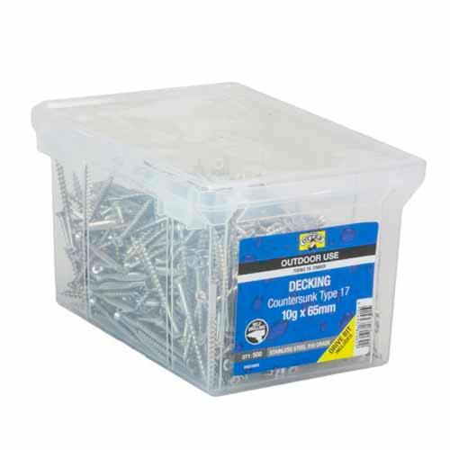 Otter Decking Screws 10g X 65mm Pack of 500 Stainless Steel DHES10655