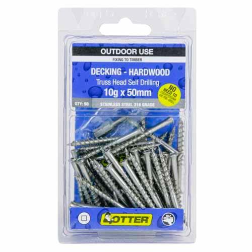 Otter Decking Screws 10g X 50mm Pack of 50 Stainless Steel DXTS10502