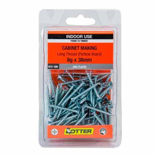 Otter Cabinet Making Screws 8g X 38mm Pack of 100 Zinc Plated