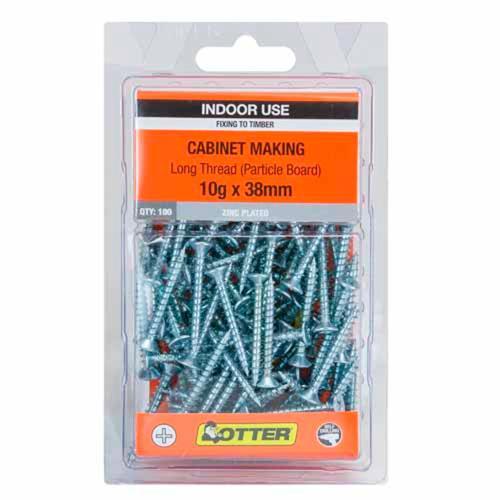 Otter Cabinet Making Screws 10g X 38mm Pack of 100 Zinc Plated