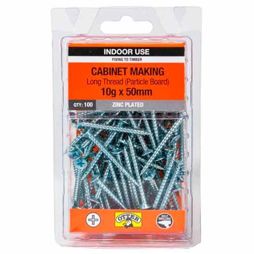 Otter Cabinet Making Screws 10g X 50mm Pack of 100 Zinc Plated
