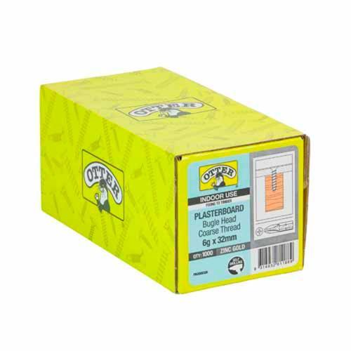 Otter Plasterboard Screws 6g X 32mm Pack of 1000 Zinc Gold Plated
