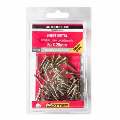 Otter Sheet Metal Screws 8g X 25mm Pack of 50 Stainless Steel SECS08252SQ