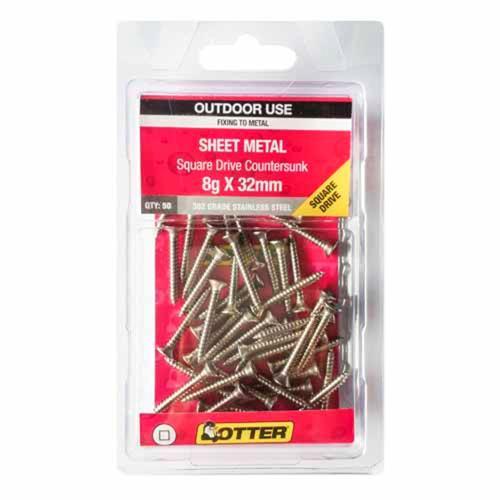 Otter Sheet Metal Screws 8g X 32mm Pack of 50 Stainless Steel SECS08322SQ