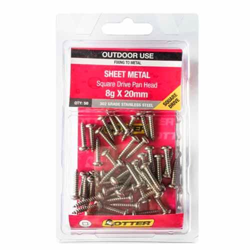 Otter Sheet Metal Screws 8g X 20mm Pack of 50 Stainless Steel SEPS08202SQ