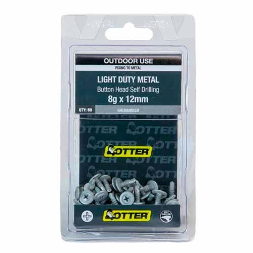 Otter Light Duty Metal Screws 8g X 12mm Pack of 50 Galvanised