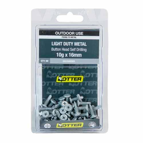 Otter Light Duty Metal Screws 10g X 16mm Pack of 50 Galvanised