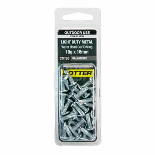 Otter Light Duty Metal Screws 10g X 16mm Pack of 30 Galvanised