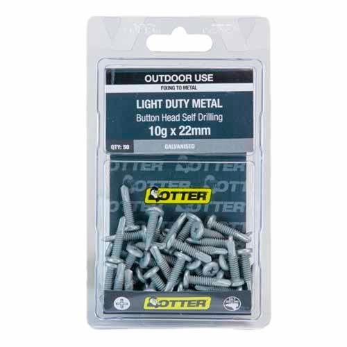Otter Light Duty Metal Screws 10g X 22mm Pack of 50 Galvanised