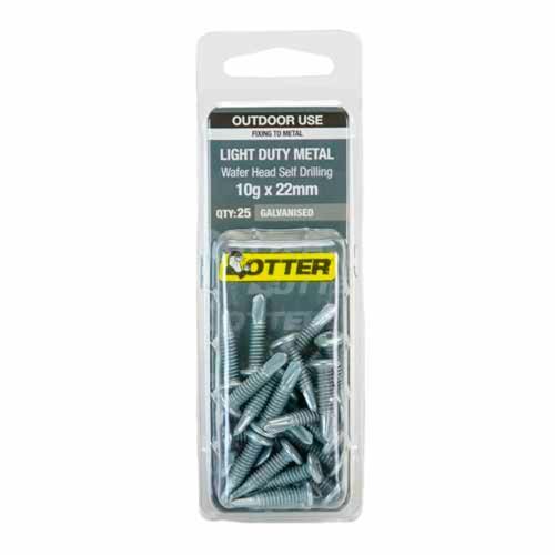Otter Light Duty Metal Screws 10g X 22mm Pack of 25 Galvanised