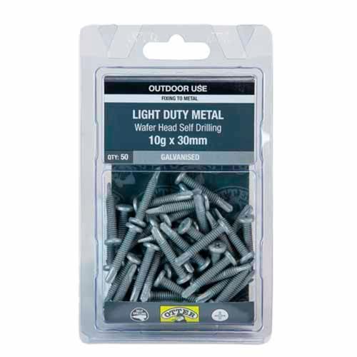 Otter Light Duty Metal Screws 10g X 30mm Pack of 50 Galvanised SLAG10302