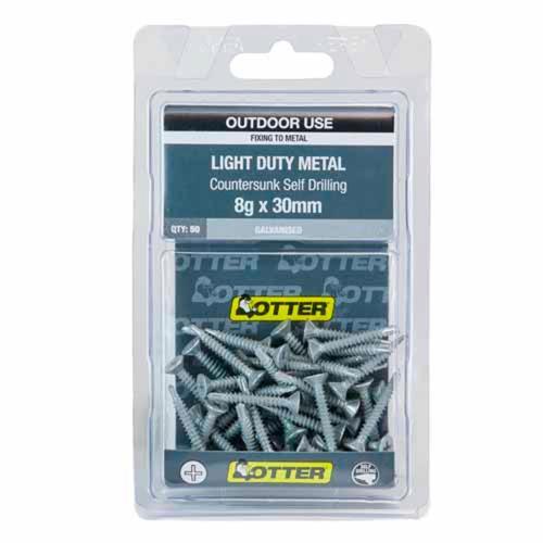 Otter Light Duty Metal Screws 8g X 30mm Pack of 50 Galvanised SLEG08302