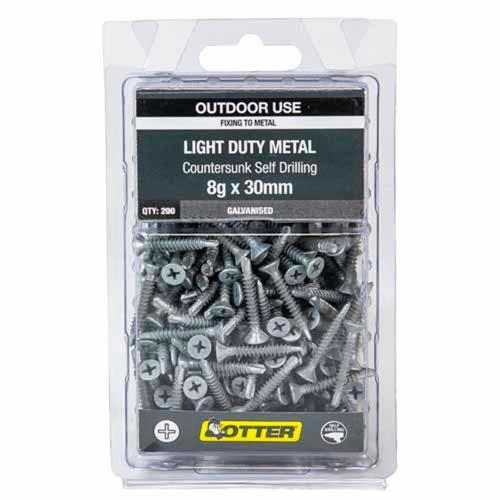 Otter Light Duty Metal Screws 8g X 30mm Pack of 200 Galvanised