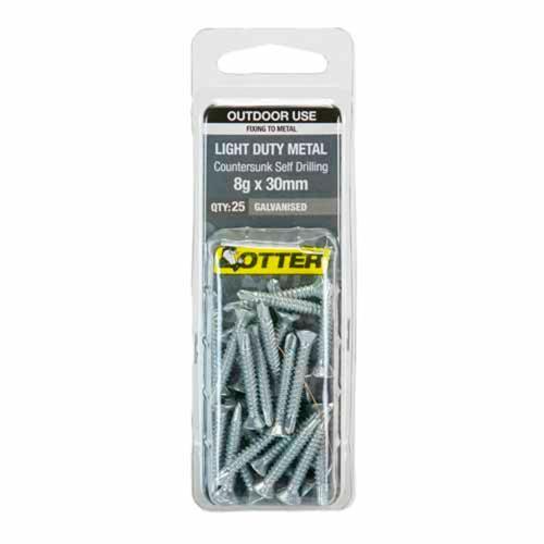 Otter Light Duty Metal Screws 8g X 30mm Pack of 25 Galvanised