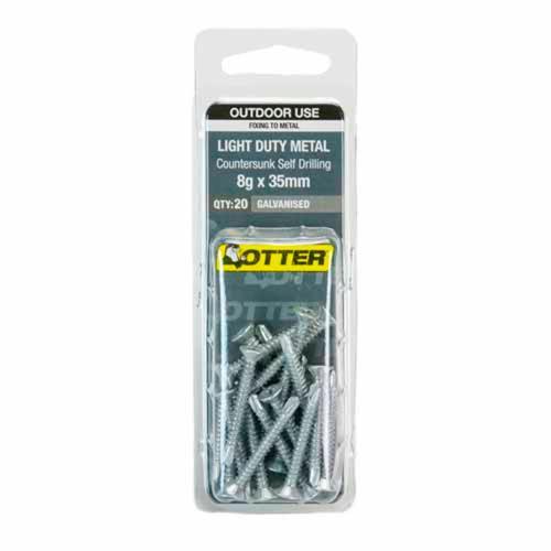 Otter Light Duty Metal Screws 8g X 35mm Pack of 20 Galvanised