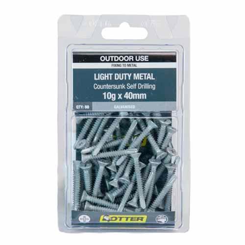 Otter Light Duty Metal Screws 10g X 40mm Pack of 50 Galvanised SLEG10402