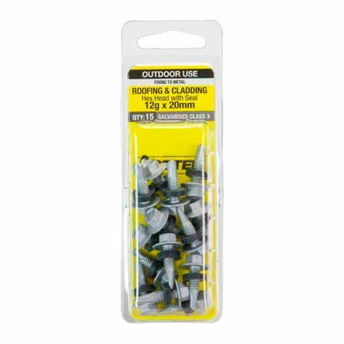 Otter Roofing & Cladding Metal Screws 12g X 20mm Pack of 15 Galvanised