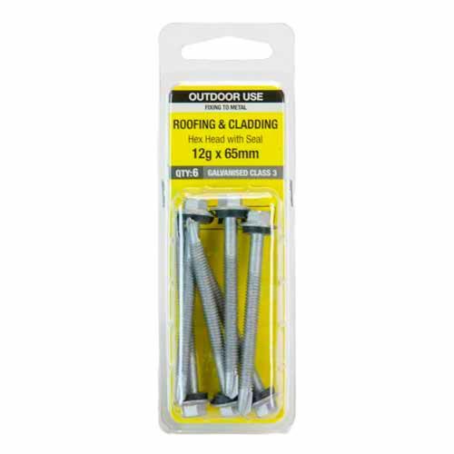 Otter Roofing & Cladding Metal Screws 12g X 65mm Pack of 6 Galvanised
