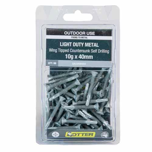 Otter Light Duty Metal Screws 10g X 40mm Pack of 50 Galvanised SLWG10402