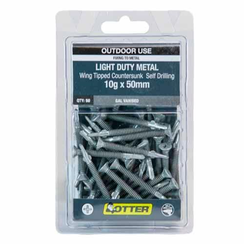 Otter Light Duty Metal Screws 10g X 50mm Pack of 50 Galvanised
