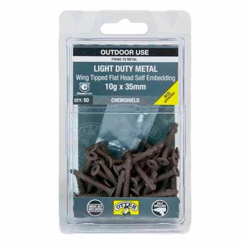 Otter Light Duty Metal Screws 10g X 35mm Pack of 50 ChemShield