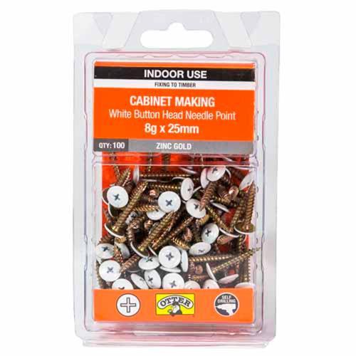 Otter General Purpose Timber Screws 8g X 25mm Pack of 100 Zinc Gold Plated