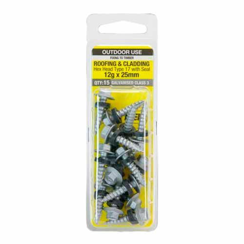 Otter Roofing & Cladding Timber Screws 12g X 25mm Pack of 15 Galvanised