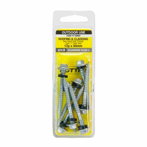 Otter Roofing & Cladding Timber Screws 12g X 50mm Pack of 8 Galvanised TISG1250P
