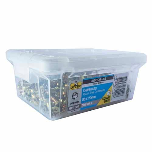 Otter Chipboard Screws 8g X 20mm Pack of 500 Zinc Gold Plated