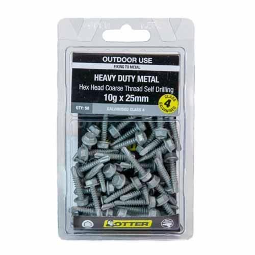 Otter Heavy Duty Metal Screws 10g X 25mm Pack of 50 Galvanised