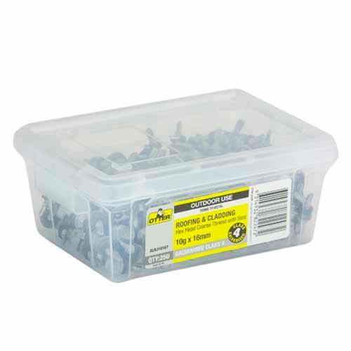 Otter Roofing & Cladding Metal Screws 10g X 16mm Pack of 250 Galvanised