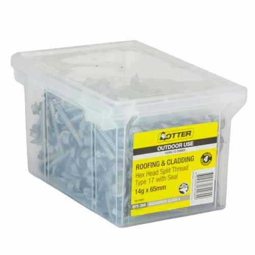 Otter Roofing & Cladding Timber Screws 14g X 65mm Pack of 250 Galvanised
