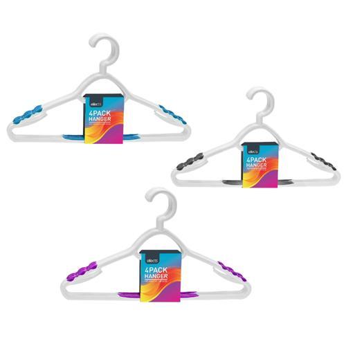 Effects Plastic Hangers 190mm 390mm 38mm Assorted Colours Pack of 4