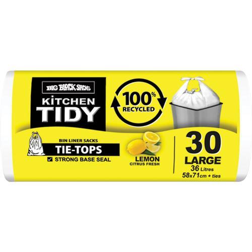 Little White Sacks 100% Recycled Tie-Top Rubbish Bags 30 Pack Large 36L