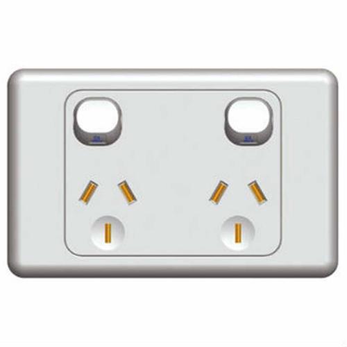 Number 8 Double Horizontal Power Point Switch White