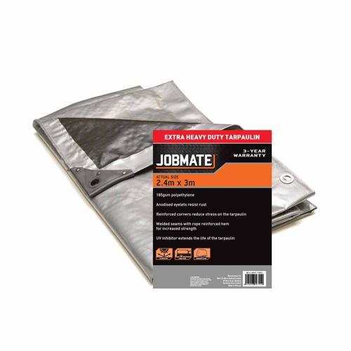 Jobmate Tarpaulin Extra Heavy Duty 2.4m X 3m Silver And Black