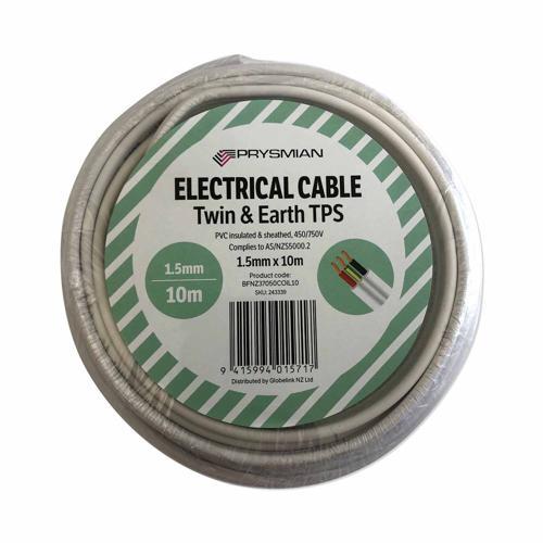 Prysmian TPS Twin & Earth Cable 1.5mm X 10m White