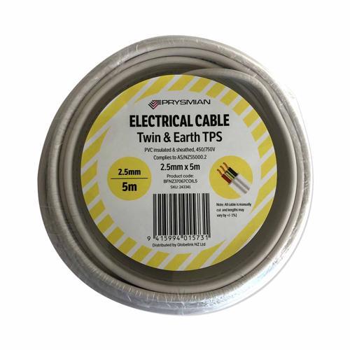 Prysmian TPS Twin & Earth Cable 2.5mm X 5m White
