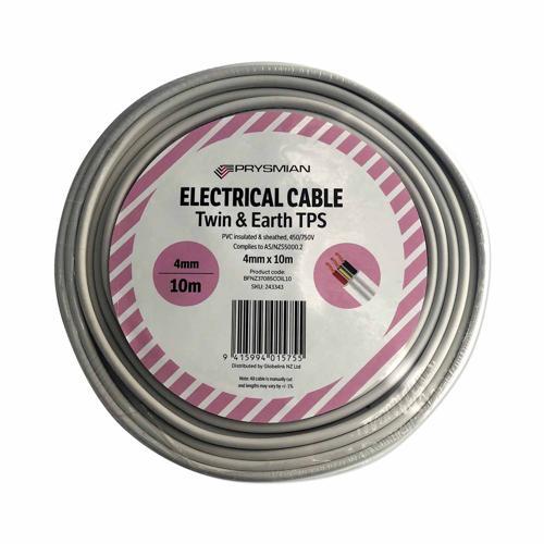 Prysmian TPS Twin & Earth Cable 4mm X 10m White