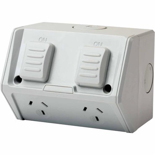 Goldair Weatherproof Double Power Point Double White