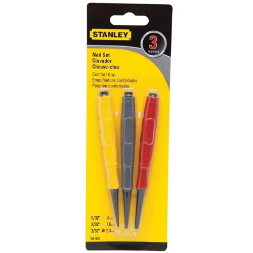 Stanley Contractor Grade Nail Punch Set 3 Piece Red Yellow And Grey