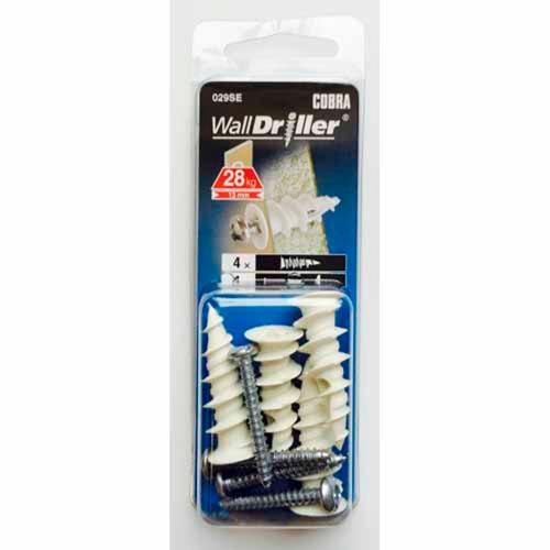 Cobra Nylon Hollow Wall Anchor 4 Pack 4mm Screw Pack of 4