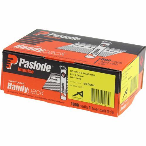 Paslode Collated Nails Handy Pack With Fuel Cell 75 X 3.06mm B20554