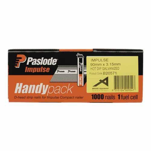 Paslode Impulse Collated Nails Handy Pack With Fuel Cell 90 X 3.15mm B20571