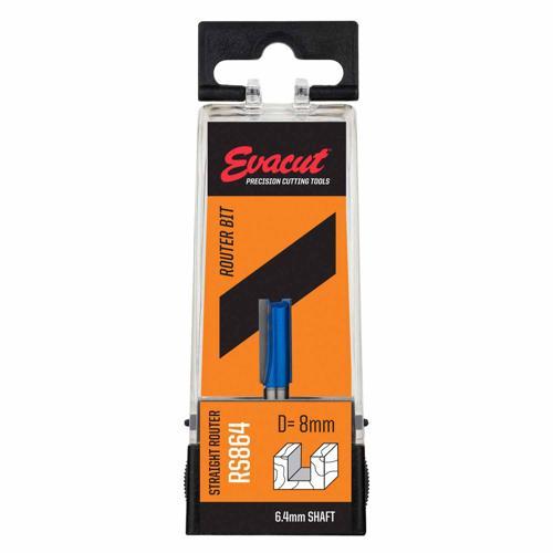 Evacut Router Bit Straight Shank: 6.4mm Dia: 8mm Blue And Grey