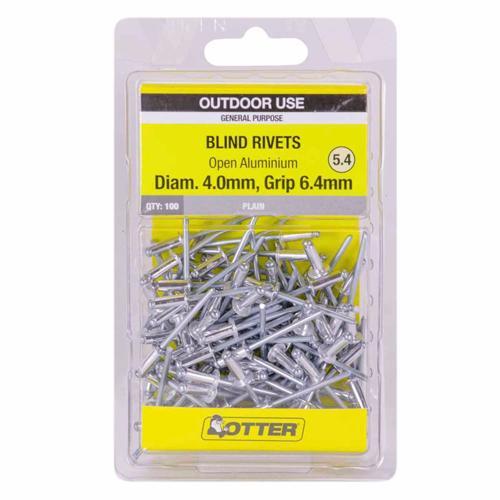 Otter Blind Rivets 5.4 Pack of 100 Aluminium