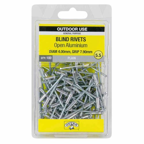 Otter Blind Rivets 5.5 Pack of 100 Aluminium