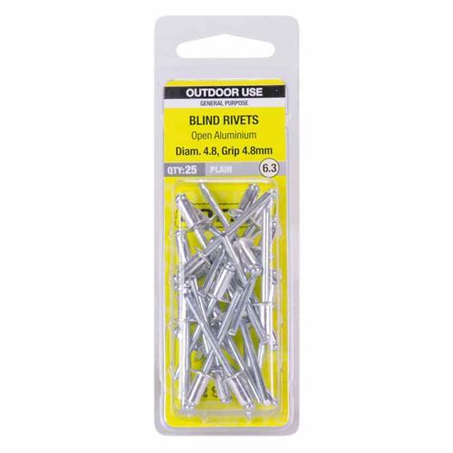 Otter Blind Rivets 6.3 Pack of 25 Aluminium