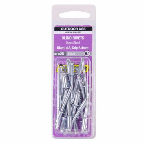 Otter Blind Rivets 6.4 Pack of 25 Steel